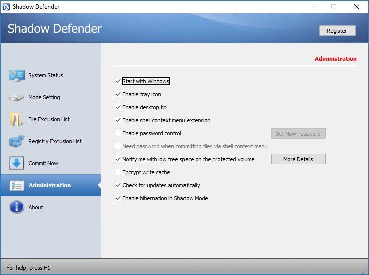 Shadow defender для windows 10. Shadow Defender. Shadow Defender что это за программа. Меню Defender. Defender приложение.